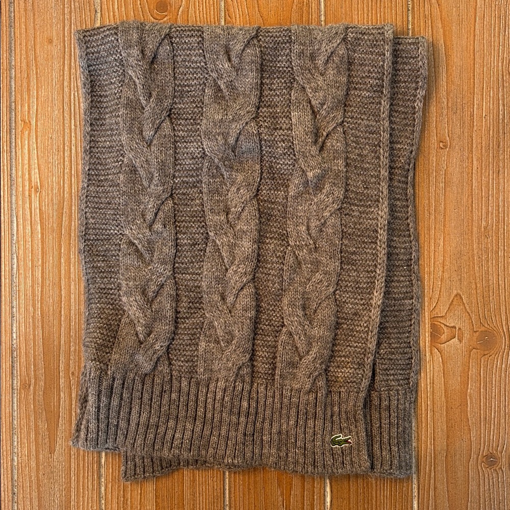 Lacoste gray cable knit men's scarf